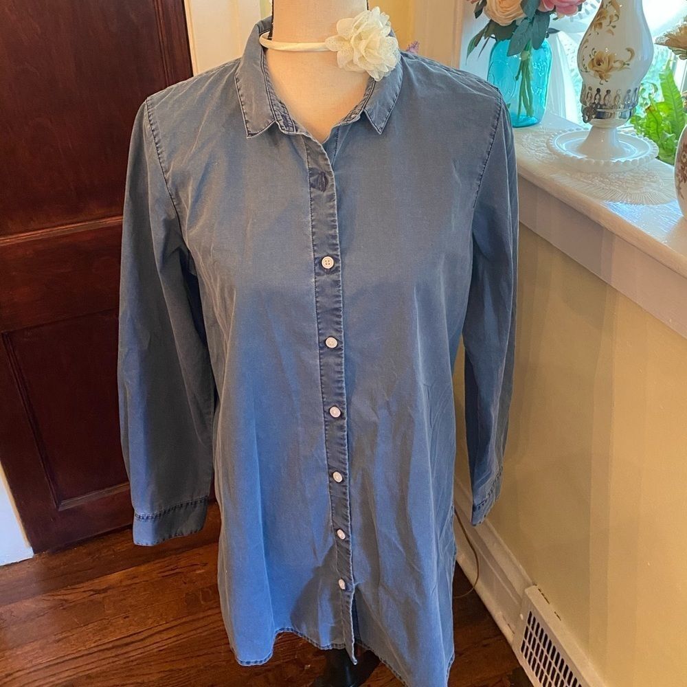 Garnet Hill Sz M 100% Cotton Shirt/Dress EUC